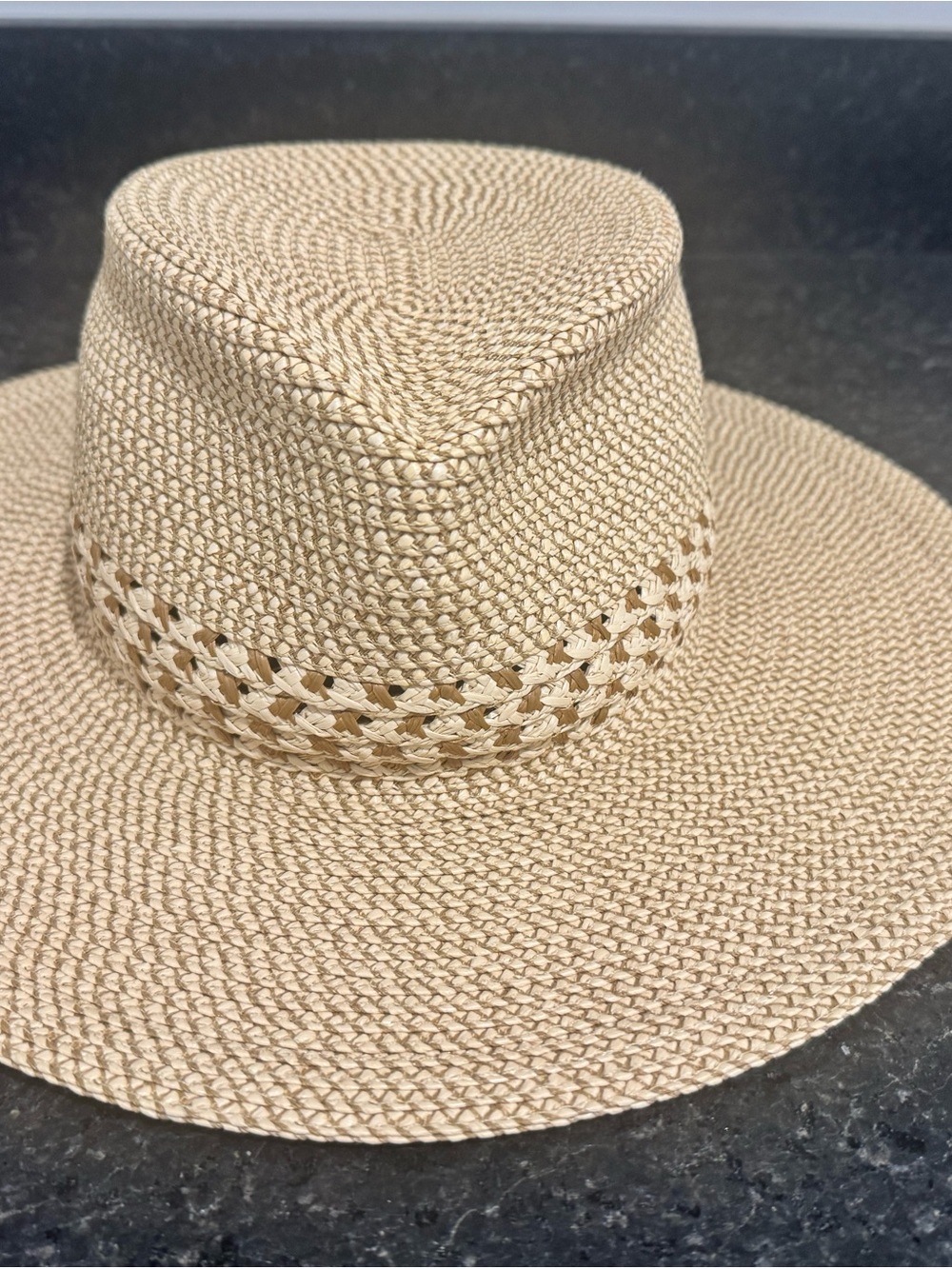 Eric Javits Natural Straw Wide-Brim Fedora Bayou Western Packable Squishee Hat
